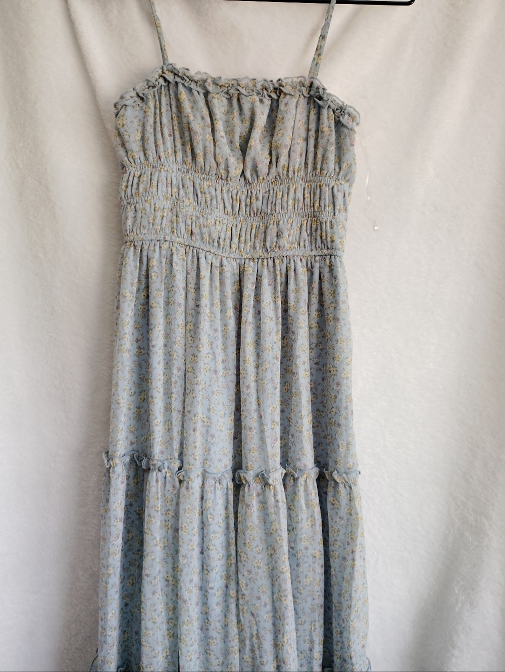 Trixxi Blue Floral Tiered Maxi Dress Sleveless, Xsmall Dress, Cottagegore